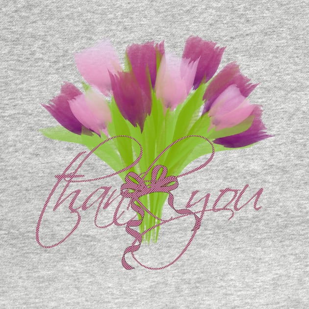 Bright Pink Tulips Thank You by technotext